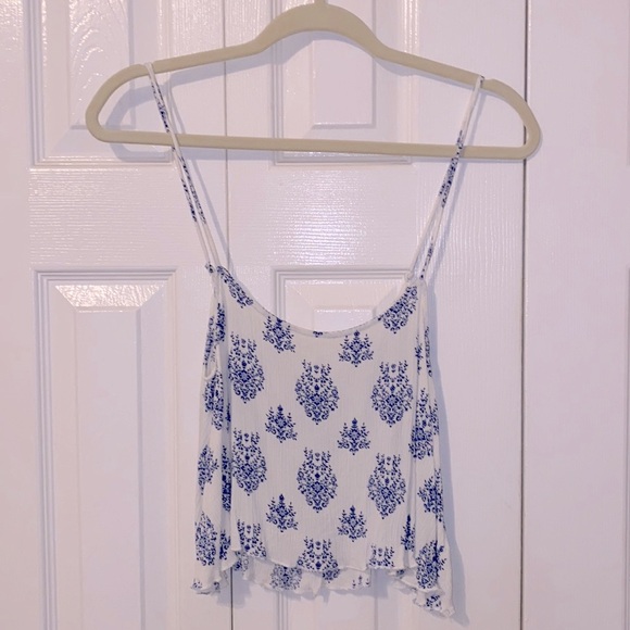 Skylar + Madison Tops - Boutique Skylar + Madison White and Blue Crop Top